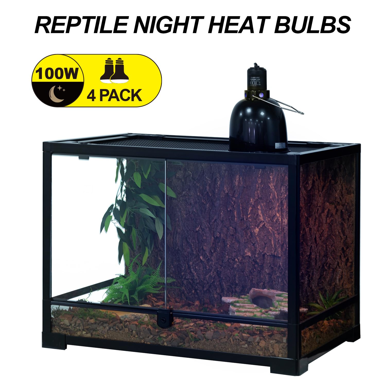 WACOOL 4Pack Reptile Night Heat Lamp, 100W Night Heat Lamp for Reptiles & Amphibians,Simulate Nature Moonlight Purple Night Light for Bearded Dragon Lizard Snake Crab… - image 5