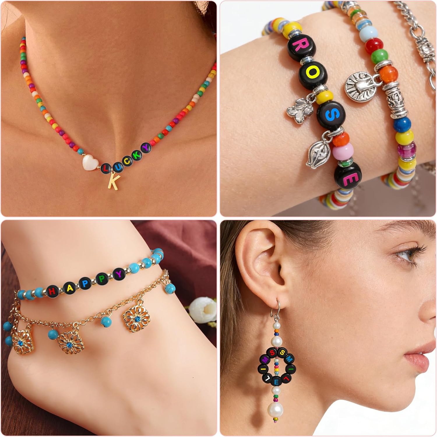 1000PCS Letter Beads for Threading, 4 x 7 MM Acrylic Round Alphabet Beads for Jewellery DIY Making Crafts Bracelets Necklaces Ornaments-Black - Image 6