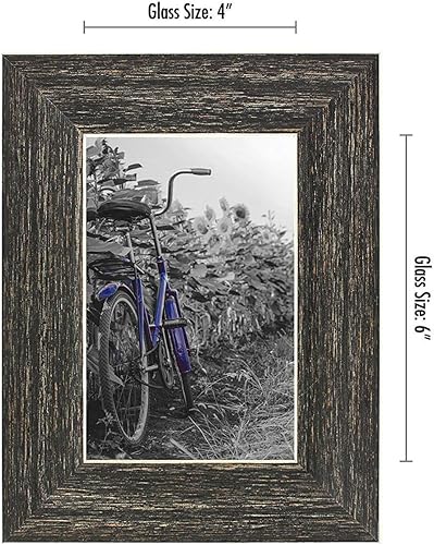 Miniatura 2 de Americanflat Juego de 2 portarretratos de 4 x 6 pulgadas con cristal pulido y transparente, colección Hampton, marcos de fotos de madera envejecida