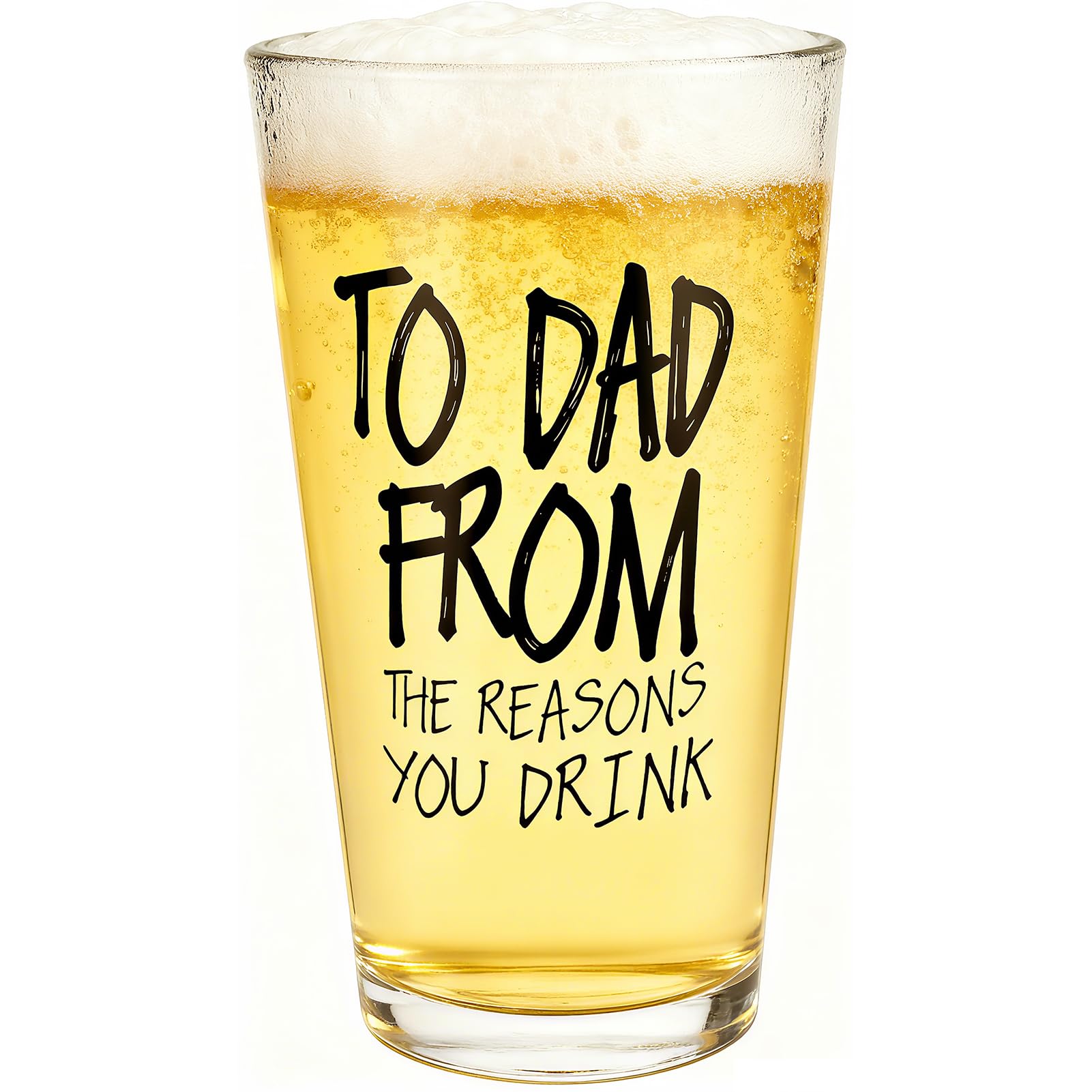 Gifts for Father,16 OZ/480ml Funny Beer Glass Stocking Stuffers for Men, Fathers Day Dad Gifts from Daughter Son Wife, Christmas Birthday Anniversary Retirement Valentines Day Presents for Him Husband