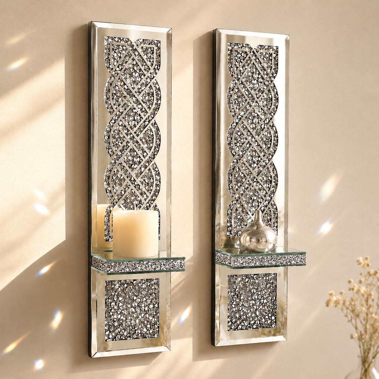 Photo 1 of HMANGE Diamond Lattice Crystal Candle Sconces Set of 2