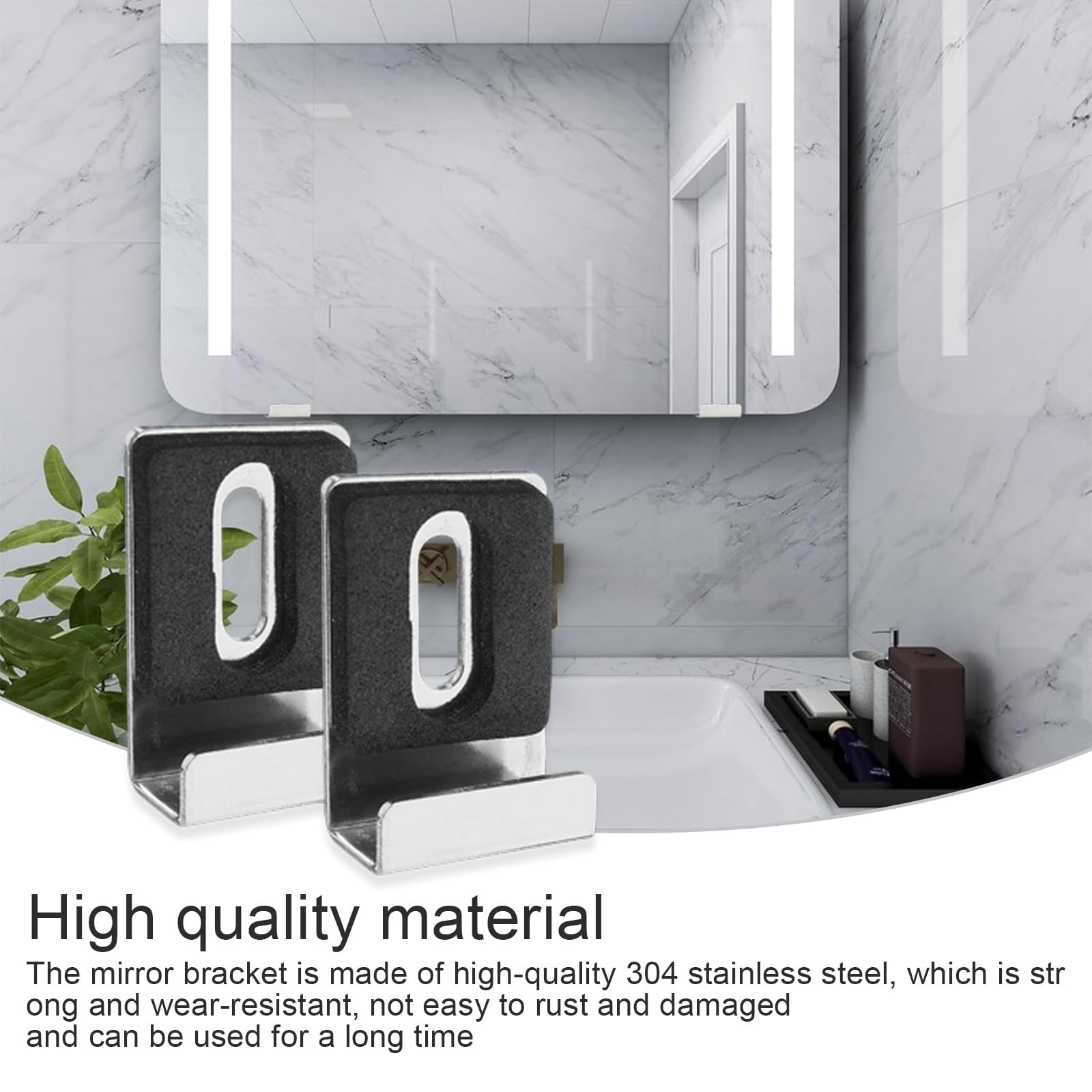 Lot 8 Supports Miroir Carrés En Acier Inox 304 – Clips De Fixation Miroir Mural Avec Vis Et Chevilles, Solides Et Élégants