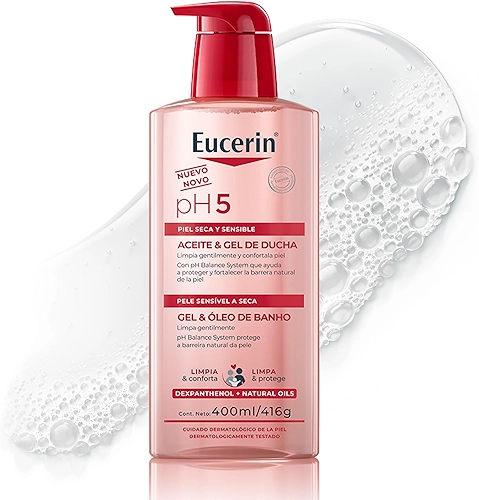 Eucerin PH5 Gel e Óleo de Banho 400ml - Limpa gentilmente e protege a barreira natural da pele