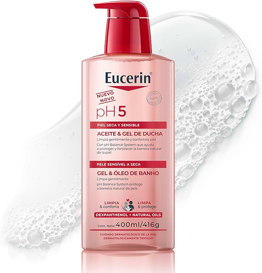 Eucerin PH5 Gel e Óleo de Banho 400ml - Limpa gentilmente e protege a barreira natural da pele