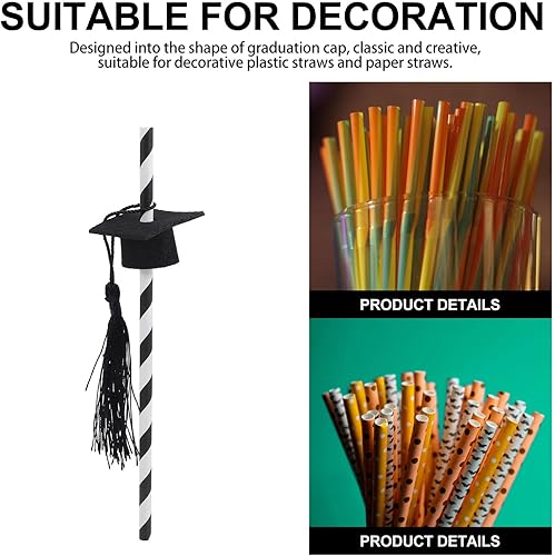 Miniatura 7 de 12 popotes de papel de graduación para batidos de jugos, suministros para fiestas de graduación 2023