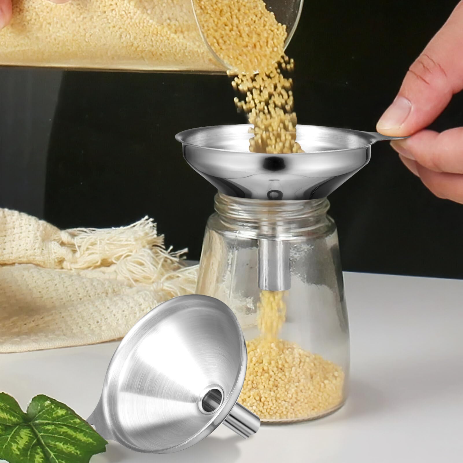 Stainless Steel Mini Funnels Small Funnels for Filling Bottles 3Pcs Stainless Steel Kitchen Funnel Set Metal Cooking Powder Food Grade Flask Funnels with