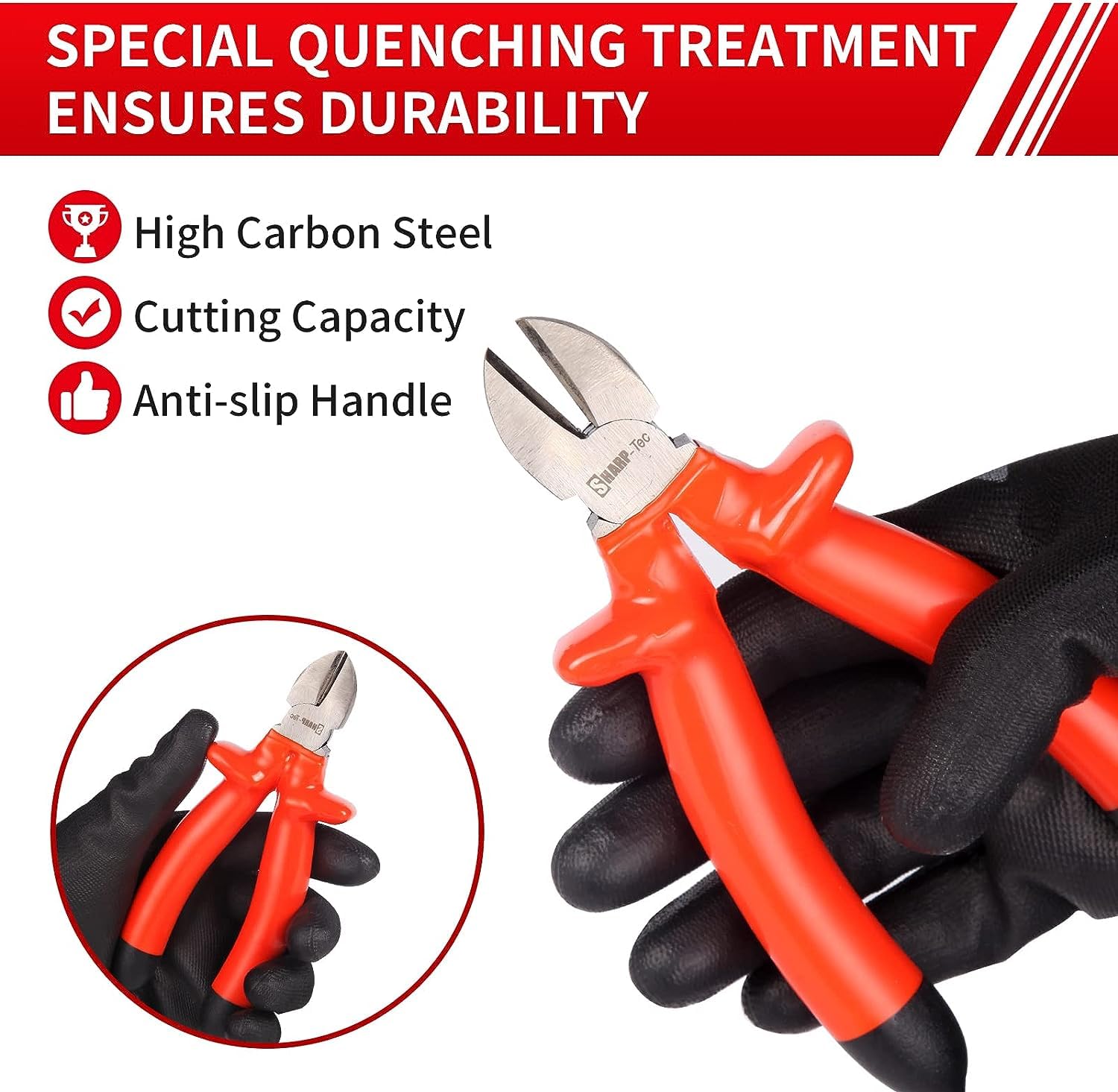 Sharp-tec 1000V Wire Cutters, 200mm Side Cutters Electrical with Anti-Slip Handle - Image 4