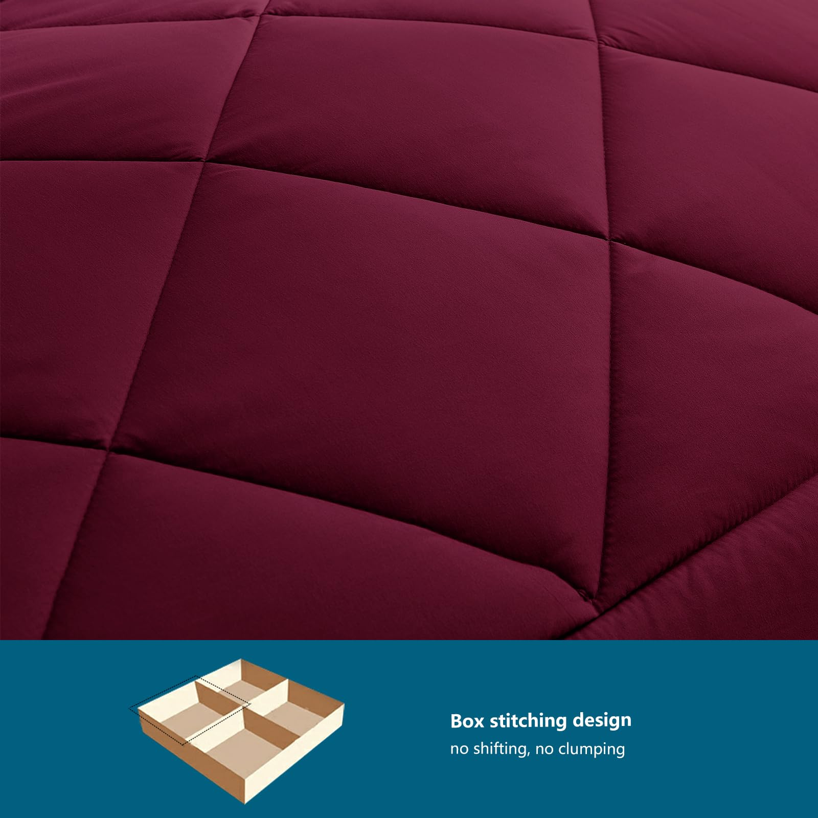 WAVVE Piumino Letto Matrimoniale Quattro 4 Stagioni 260x240 cm - Piumone 240x260 Invernale Autunnale - Trapunta 260 x 240 in Microfibra Sintetica, Bordeaux