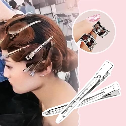 Miniatura 4 de 30 paquetes de pinzas para el cabello, pinzas de pato para teñir el cabello, pinzas para el cabello y pasadores, 3.5 pulgadas de metal inoxidable