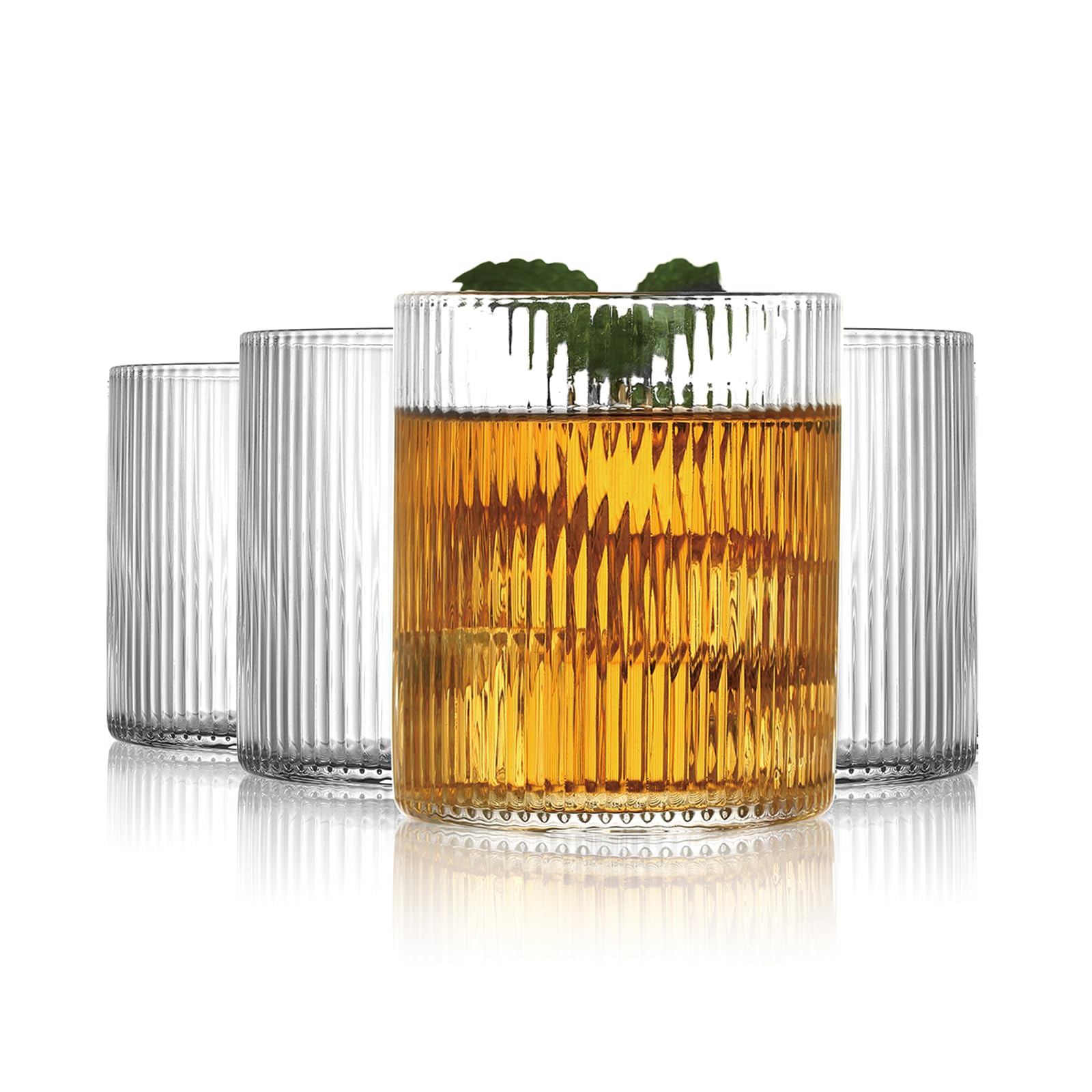 Drinking Glasses Set of 6 10 oz Highball Glasses Vintage Glassware Set Cocktail Glass for Water Beverage Wine