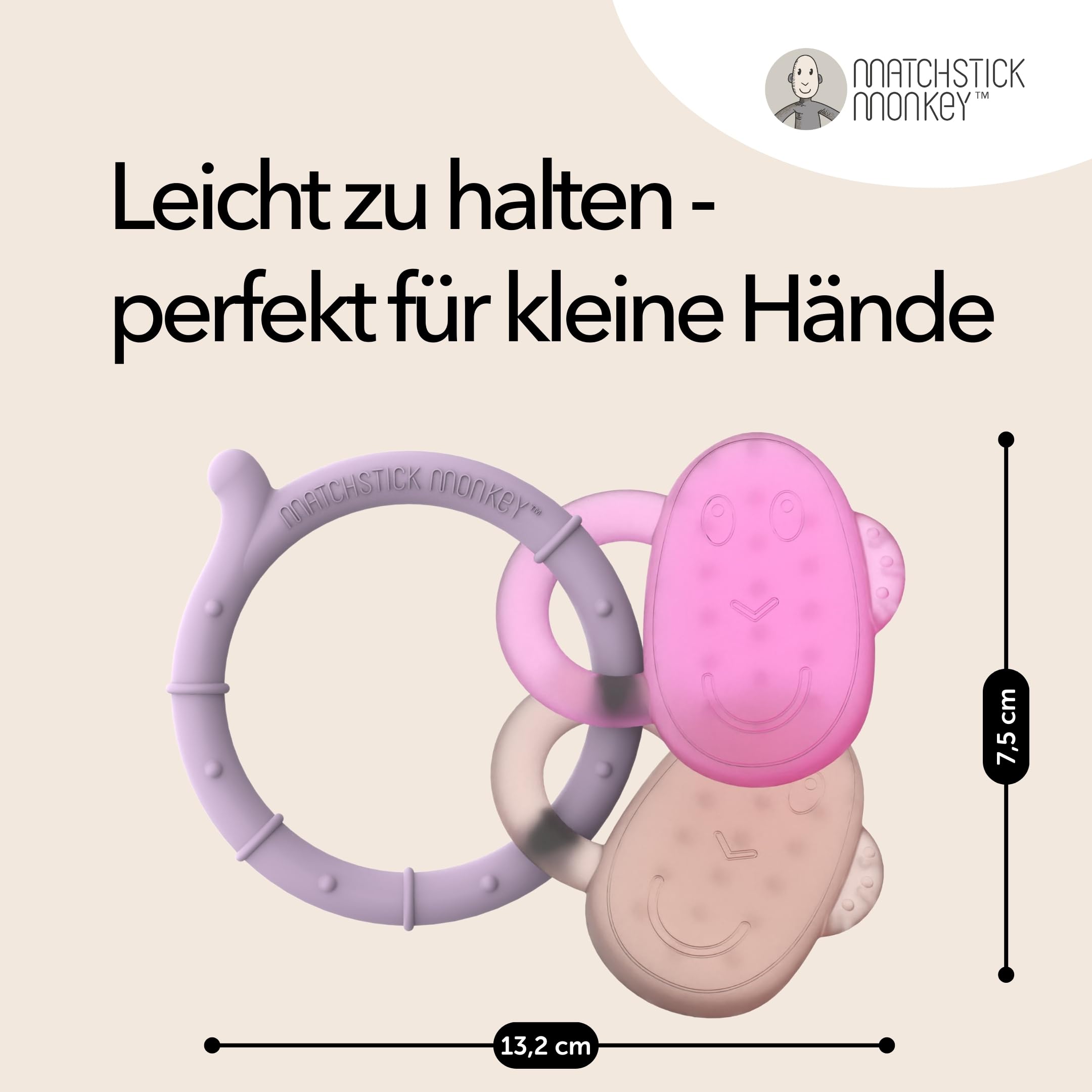 Matchstick Monkey Cooling Teether - Lilac, Pink & Dusty Pink - Image 4