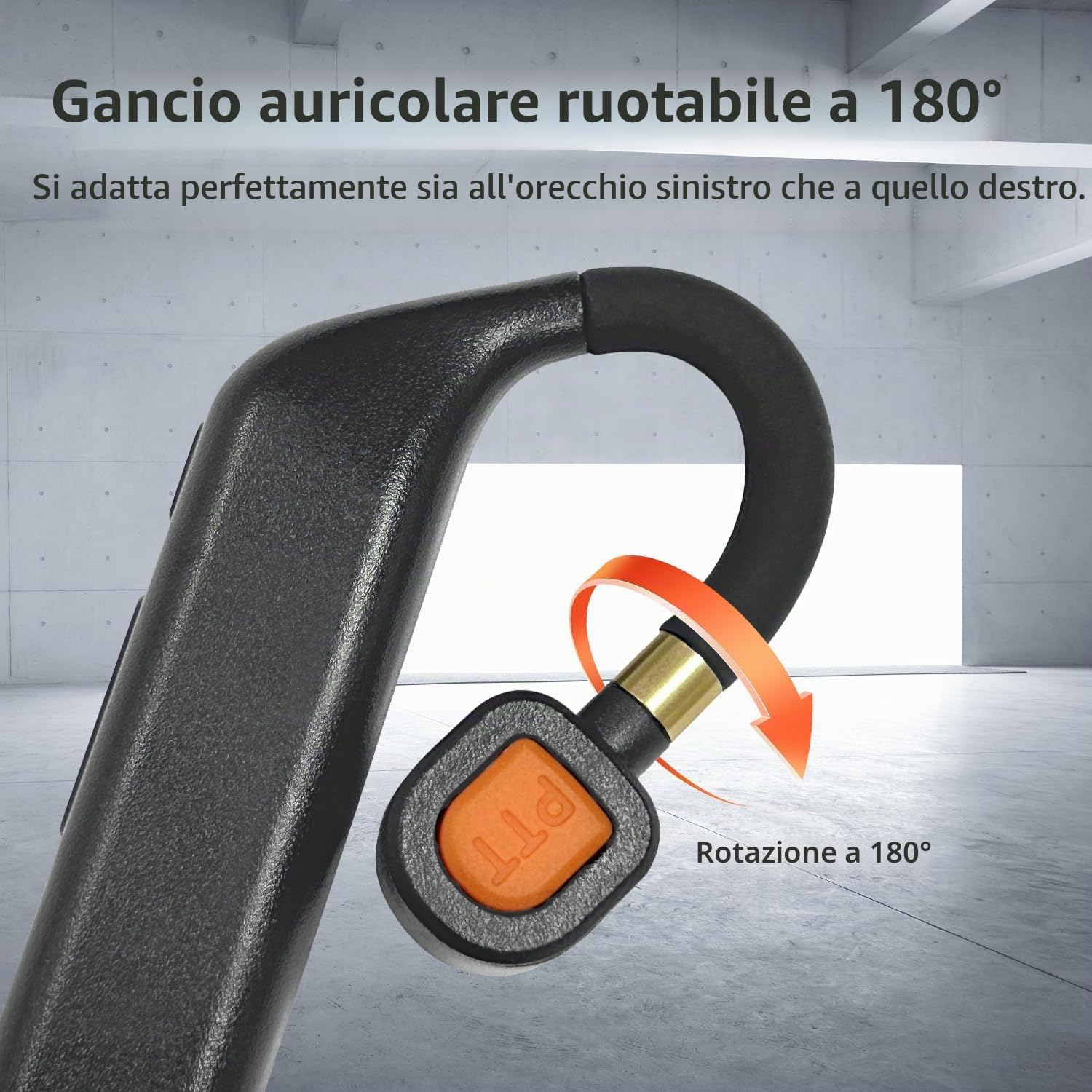 Auricolare wireless per walkie talkie con adattatore Bluetooth e Finger PTT, cancellazione del rumore, auricolare radio bidirezionale con gancio girevole a 180°, batteria 10H, ricarica di tipo C per