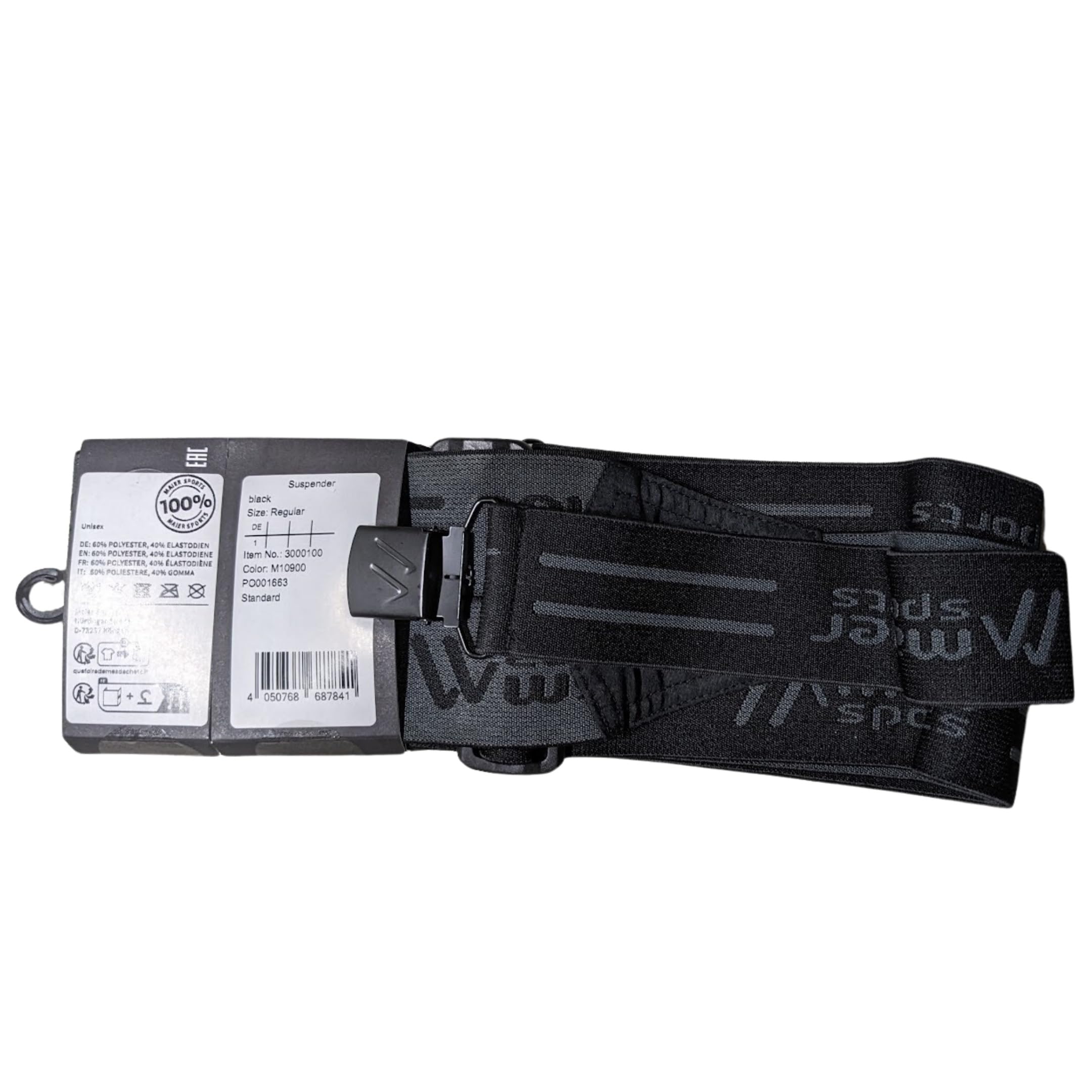 Maier Sports SKI Hosenträger für Skihosen Snowboardhosen, Einheitsgröße, Schwarz