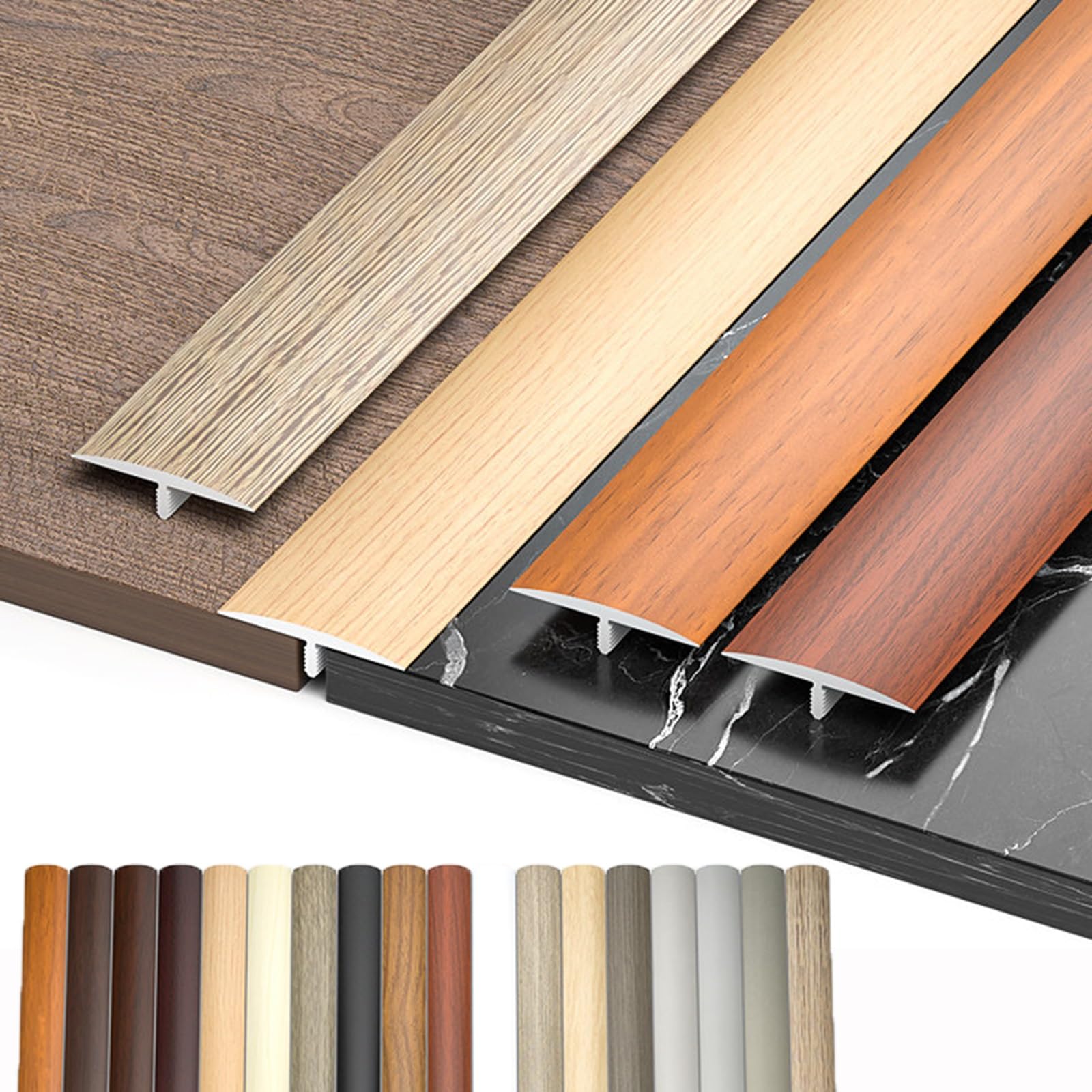Striscia Divisoria In PVC Con Modanatura A T (3 * 90cm), Strisce Di Copertura Per Pavimenti Adesivo, Soglia Di Dislivello Tagliabile Per Unire Fessure Nel Pavimento(Brown wood grain,4cm)