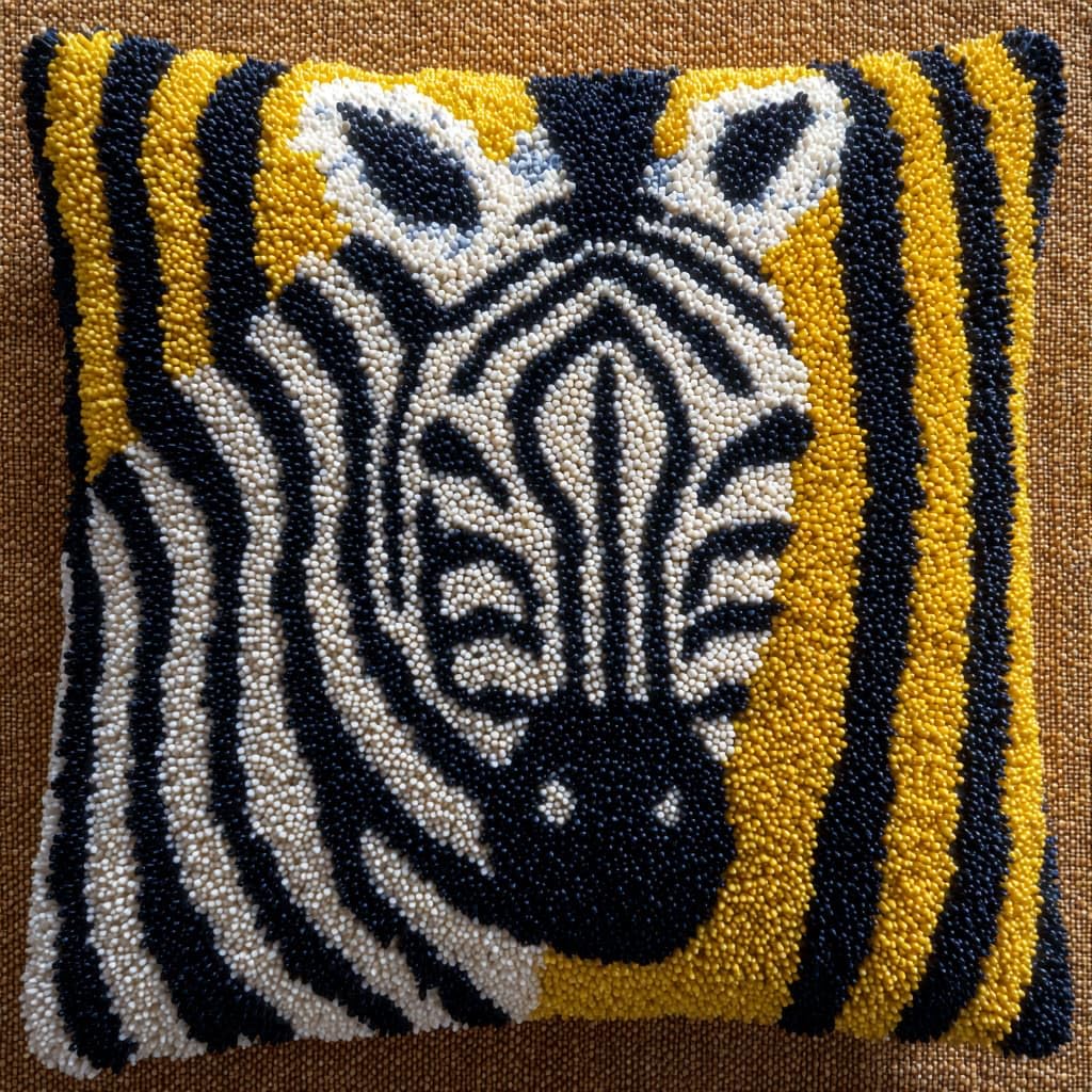 WallustrioaW Latch Hook Pillow Case Kits,Animal Zebra