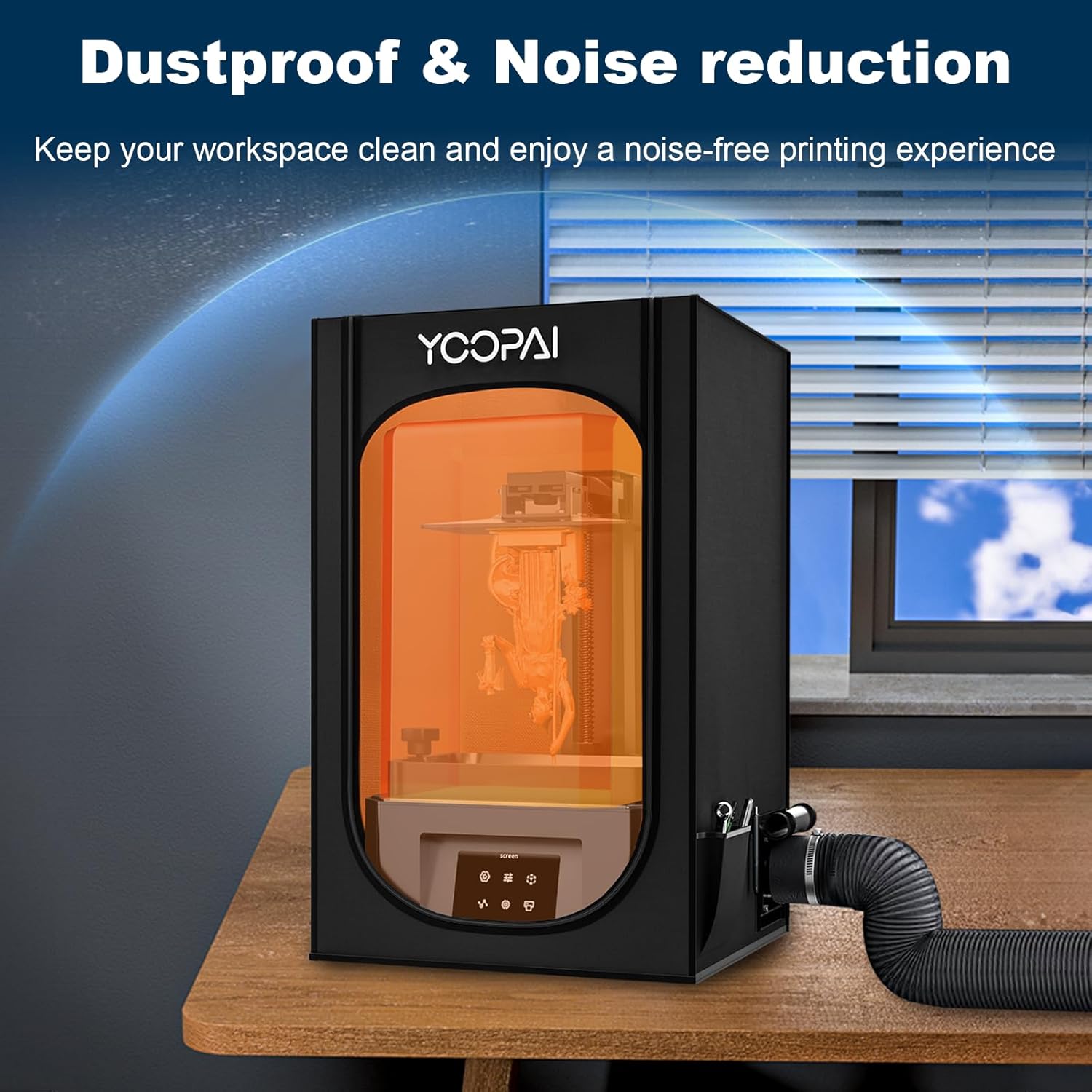 Multifunctional Resin 3D Printer Enclosure with Ventilation Kit & LED Light, 3D Printer Vented Enclosure Tent Eliminate Odors Dustproof Isolate Noise for Anycubic Elegoo LCD Resin UV 3D Printers