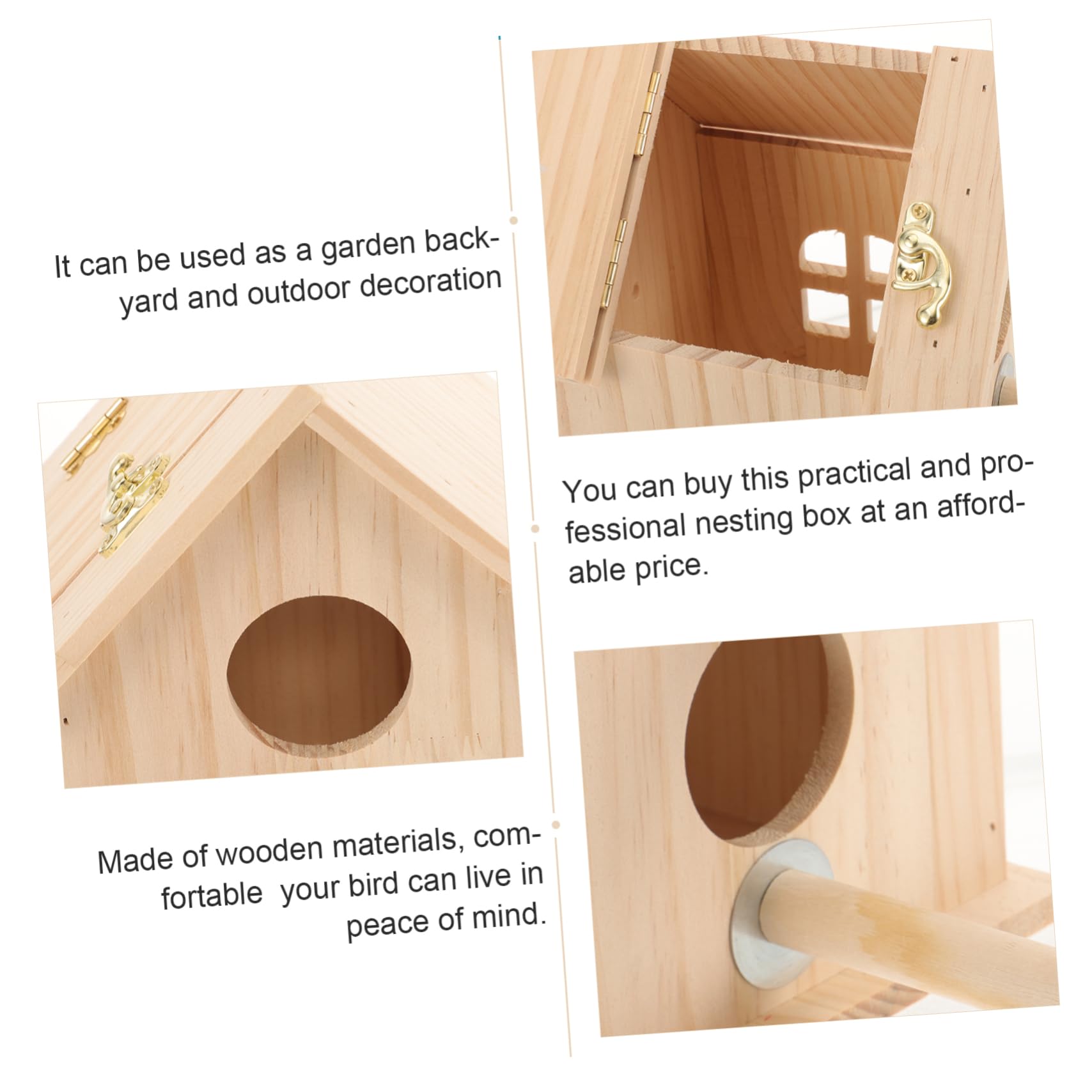 Yardwe Caja Nido de Madera para Pájaros, Nido de Cría, Caqui | Forma Circular Hueca, para Aves y Crías, Decoración Exterior, Aspecto Delicado