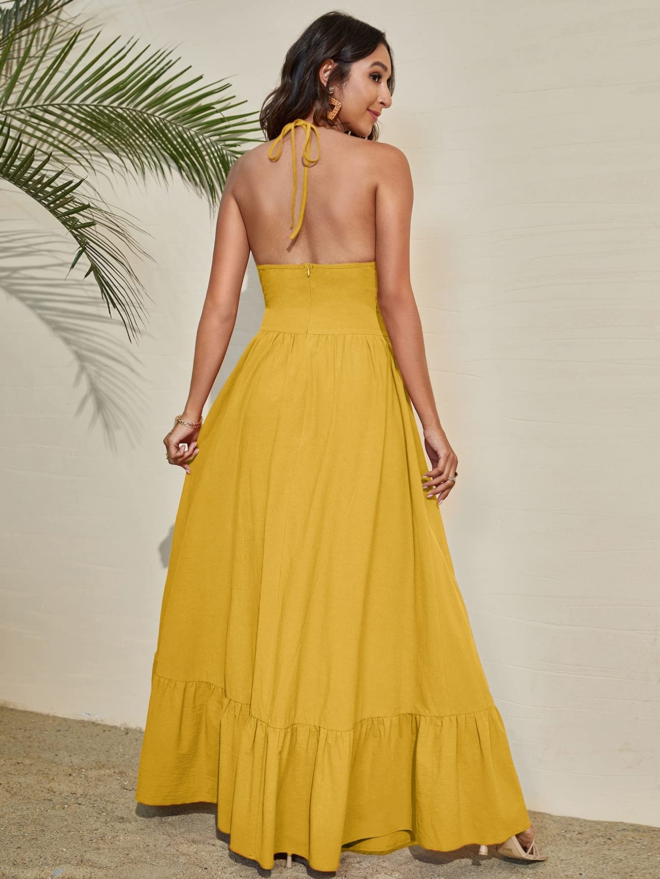 mustard backless dress Sexy Mermaid Satin Criss Cross Yellow Long Prom Dress PG834 US10 / Yellow main image 0