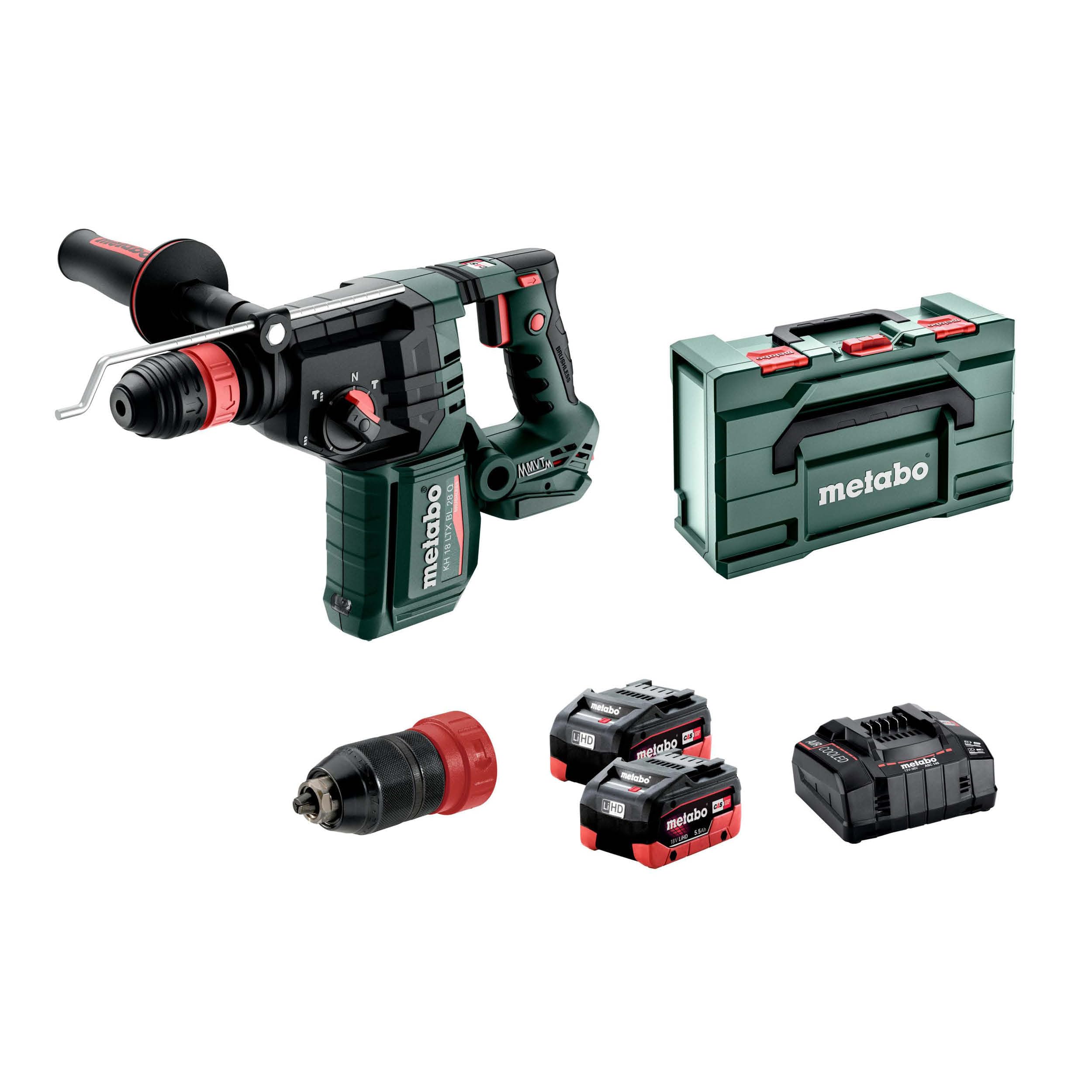 metabo Akku-Kombihammer KH 18 LTX BL 28 Q, 18V Bohrhammer, SDS-Plus & 3 J