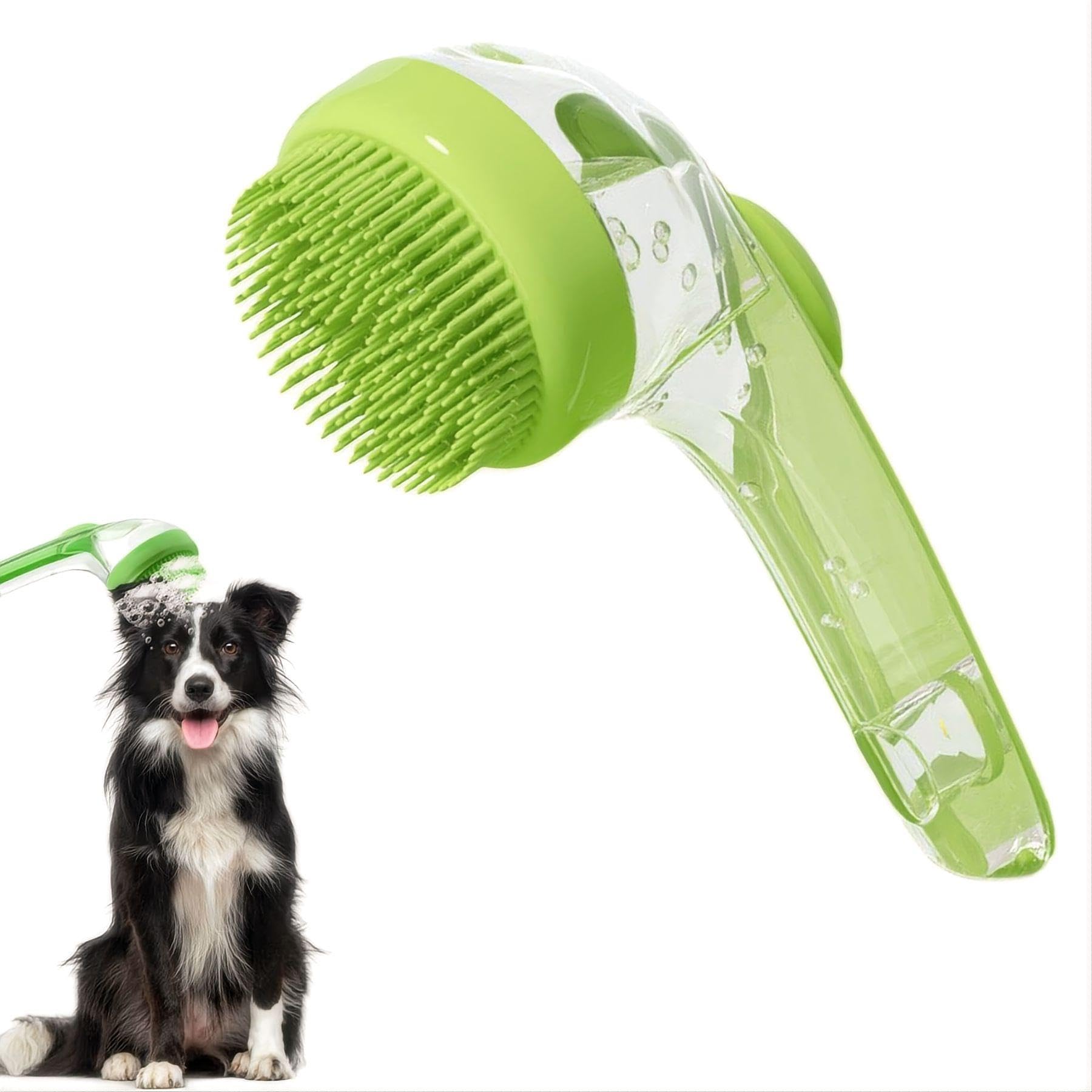 AXYOUCUN Pet Bath Brush with Soap Dispenser 2-in-1 Dog Bath Brush Scrubber for Short & Long Haired Dogs & Cats Dog Shampoo Brushs for Bathing & Grooming Massage