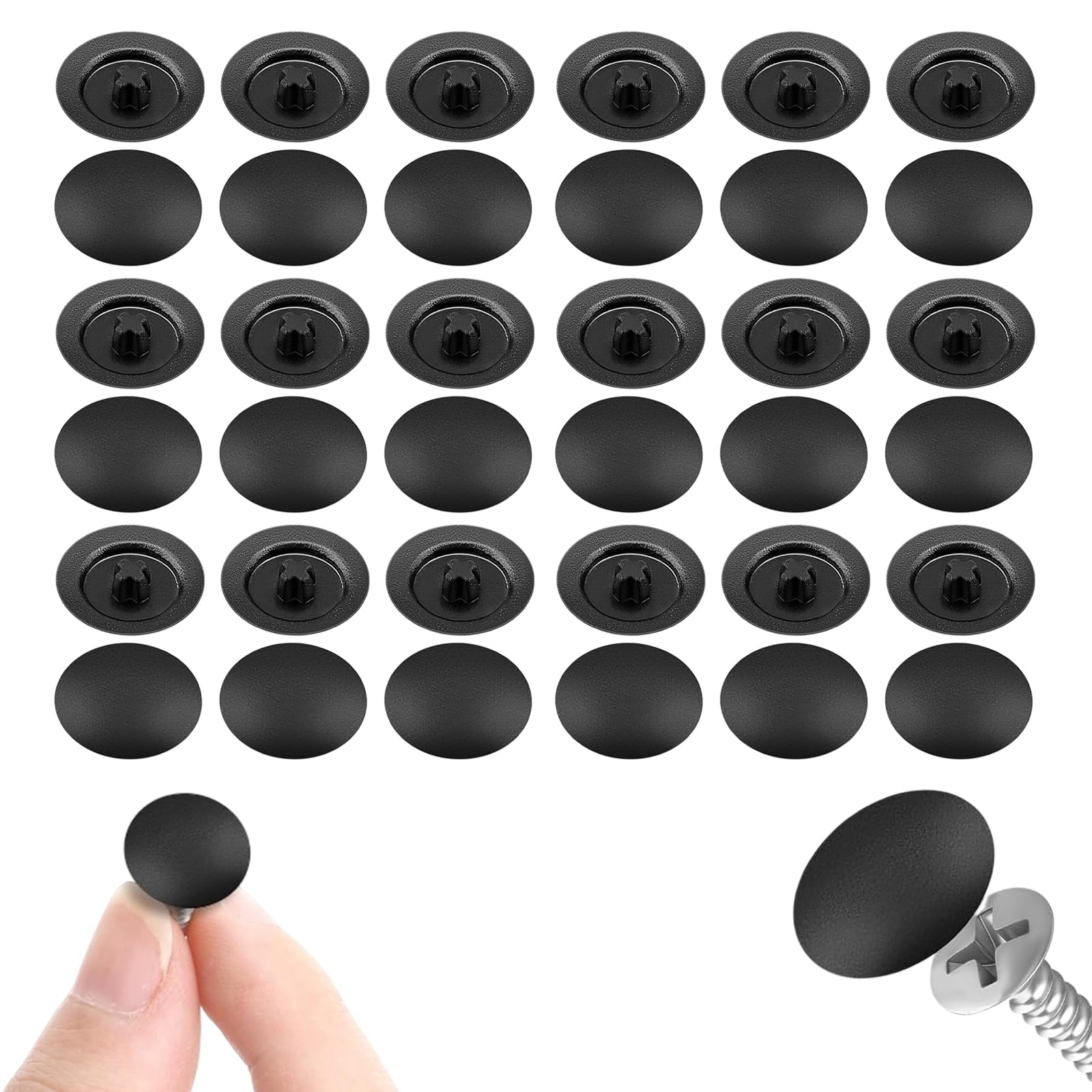 100Pcs 12MM Screw Cover Caps, Black Snap-In Phillips Head Screw Caps for Furniture, Cabinet, Wardrobe - Decorative Protective Plug Covers for Interior Design
