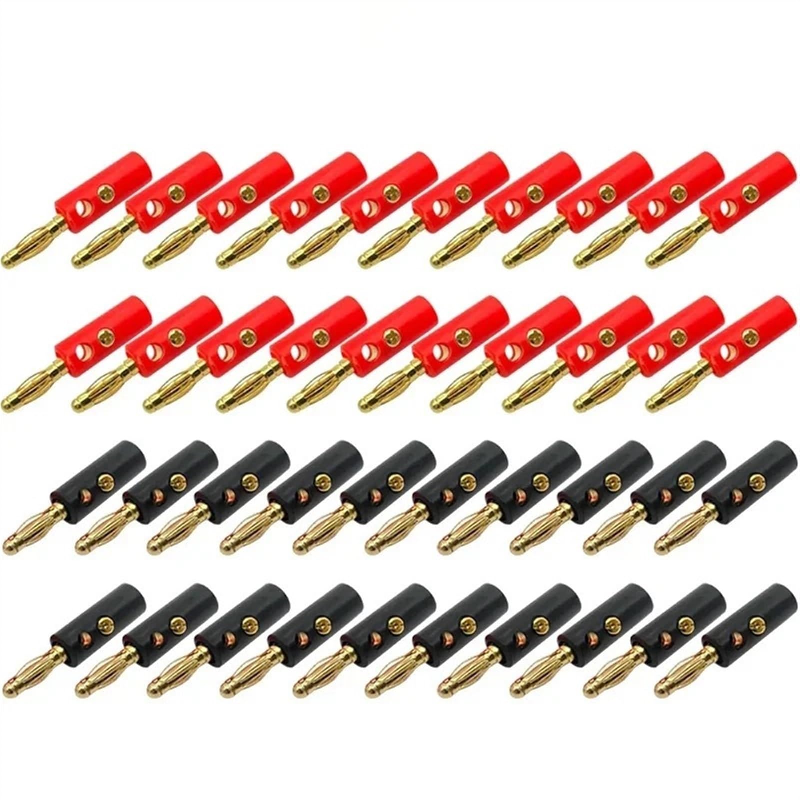 Spina for altoparlante con connettore a banana da 4 mm placcato oro da 40 pezzi, compatibile con cavi for altoparlanti fino a 3 mm di diametro(20 Red 20 Black)