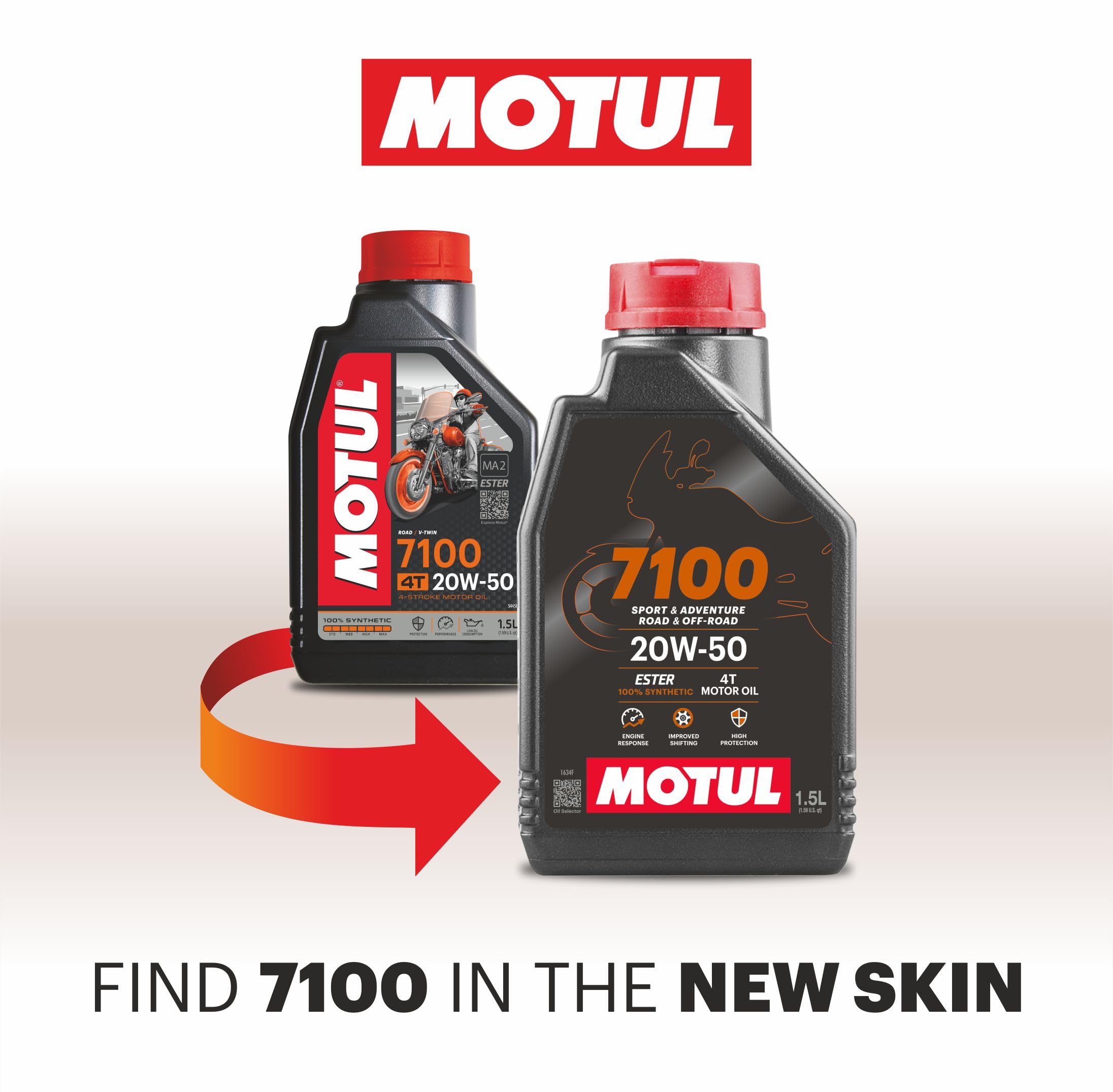 Motul 7100 4T 20W-50 API SN Fully Synthetic Petrol Engine Oil for Bikes (1.5 L) - Image 3 thumbnail