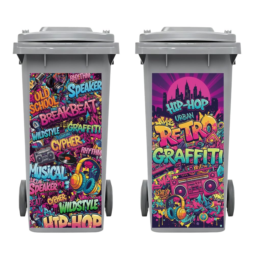 Pegatinas para basura para ocultar cubos viejos Peacoblue decoración hip-hop exterior