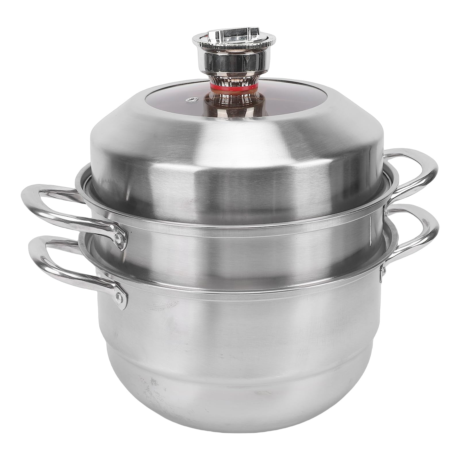 PUSOKEI Olla de de 3 Capas de Acero Inoxidable con Temporizador para Cocina de Inducción, Olla de Cocción Multifunción de Gran Capacidad para Uso Familiar