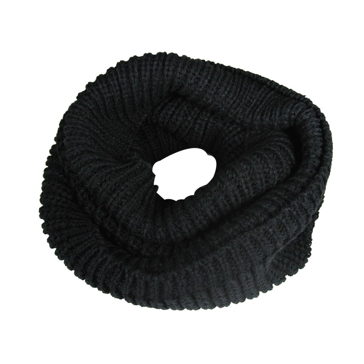 Wrapables - Conjunto de bufanda y gorro de punto para el invierno - negro - talla única