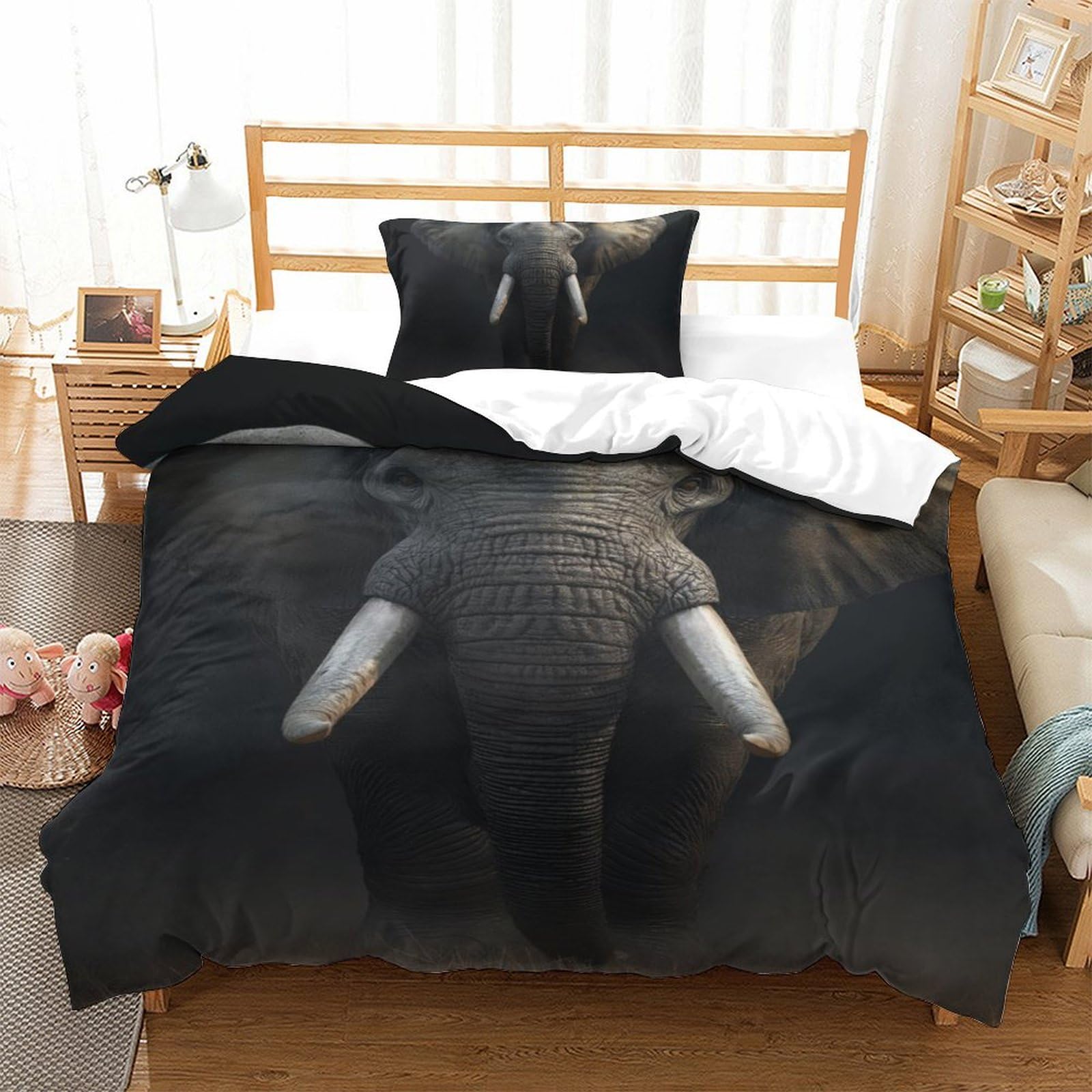 Housse de couette 135x200 éléphant pour une chambre ado au style évasion sauvage