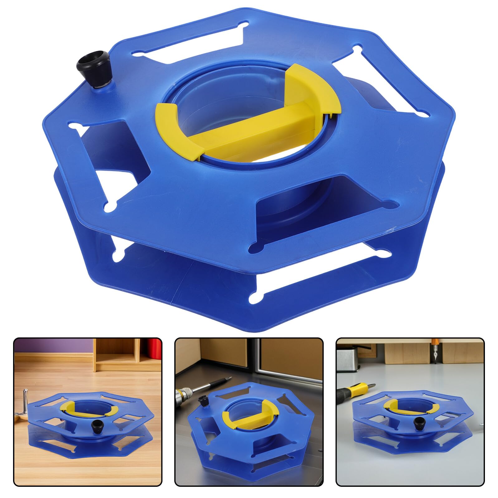 Bobina Avvolgicavo Portatile in Plastica Blu con Maniglia Girevole, Avvolgicavo per Cavi da Interno e Garage, Rotolo per Organizzare e Stoccare Prolunga Elettrica, Soluzione