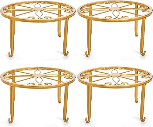 Tosnail Paquete de 4 soportes metálicos de 9 x 4.7 pulgadas para plantas de interior y exterior, soporte para macetas, soporte para macetas para