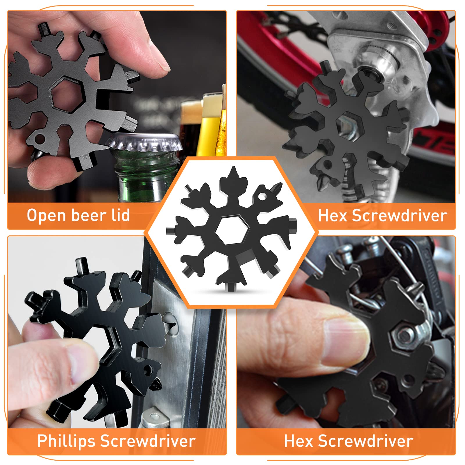 Snowflake Multitool 18-in-1 - 2 Pack Stocking Stuffers For Men, Gifts For Dad, Husband, Boyfriend