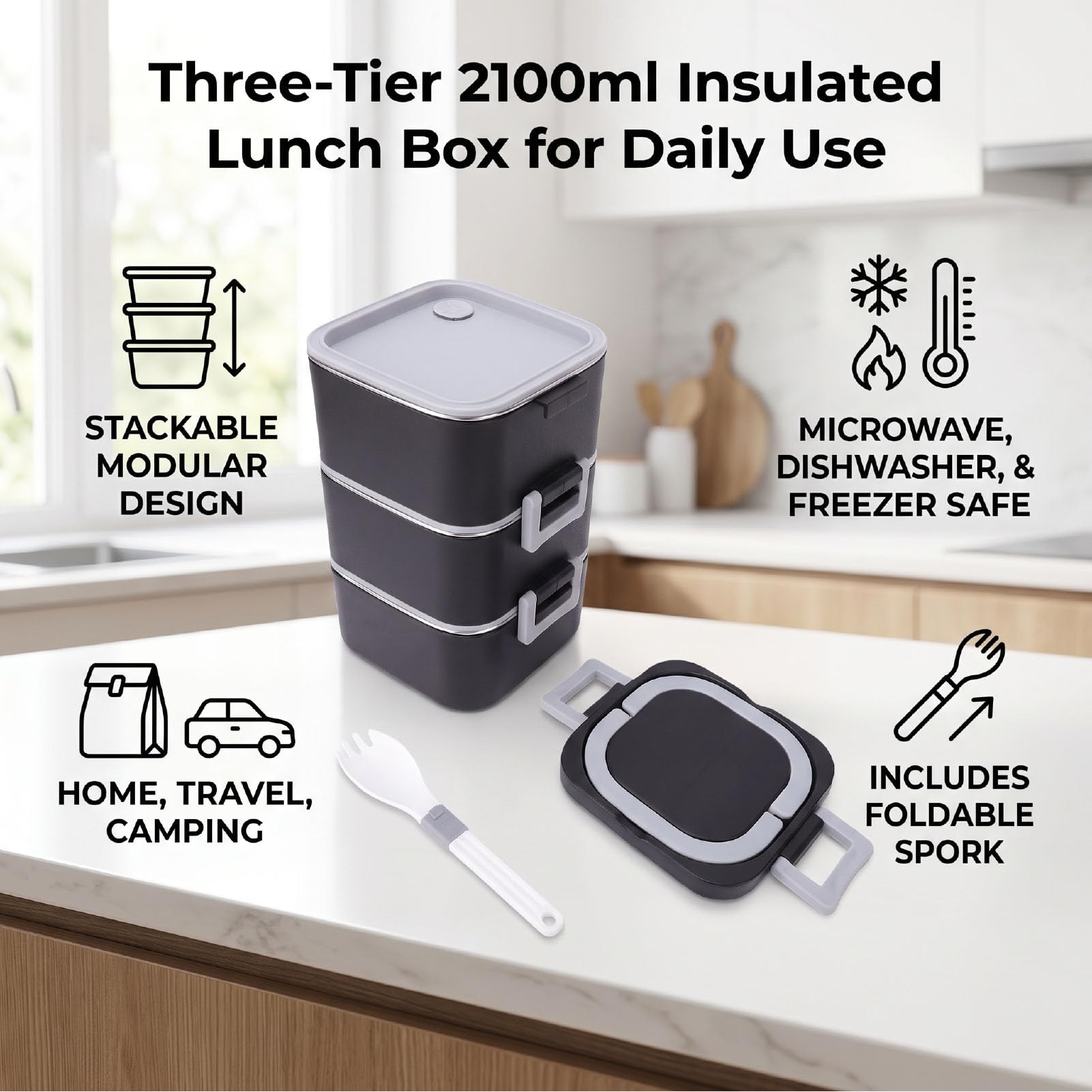 Sac Déjeuner Isotherme, Trois Couches, 2100 Ml