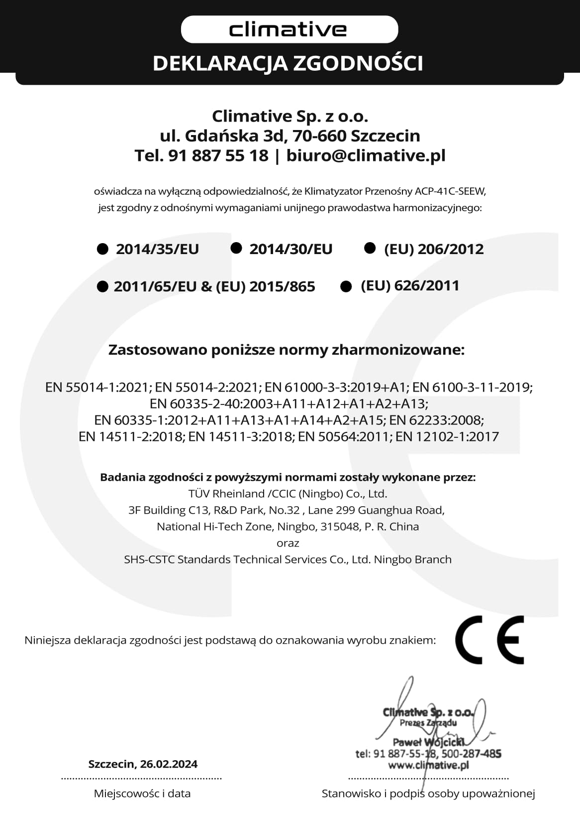 Klimatyzator przenośny Climative AC41-S JET WiFi, 4,1 kW, BTU 14000, do 41 m², klimatyzacja 3w1, osuszanie i wentylacja, w zestawie pilot zdalnego sterowania. Działa z Tuya Smart