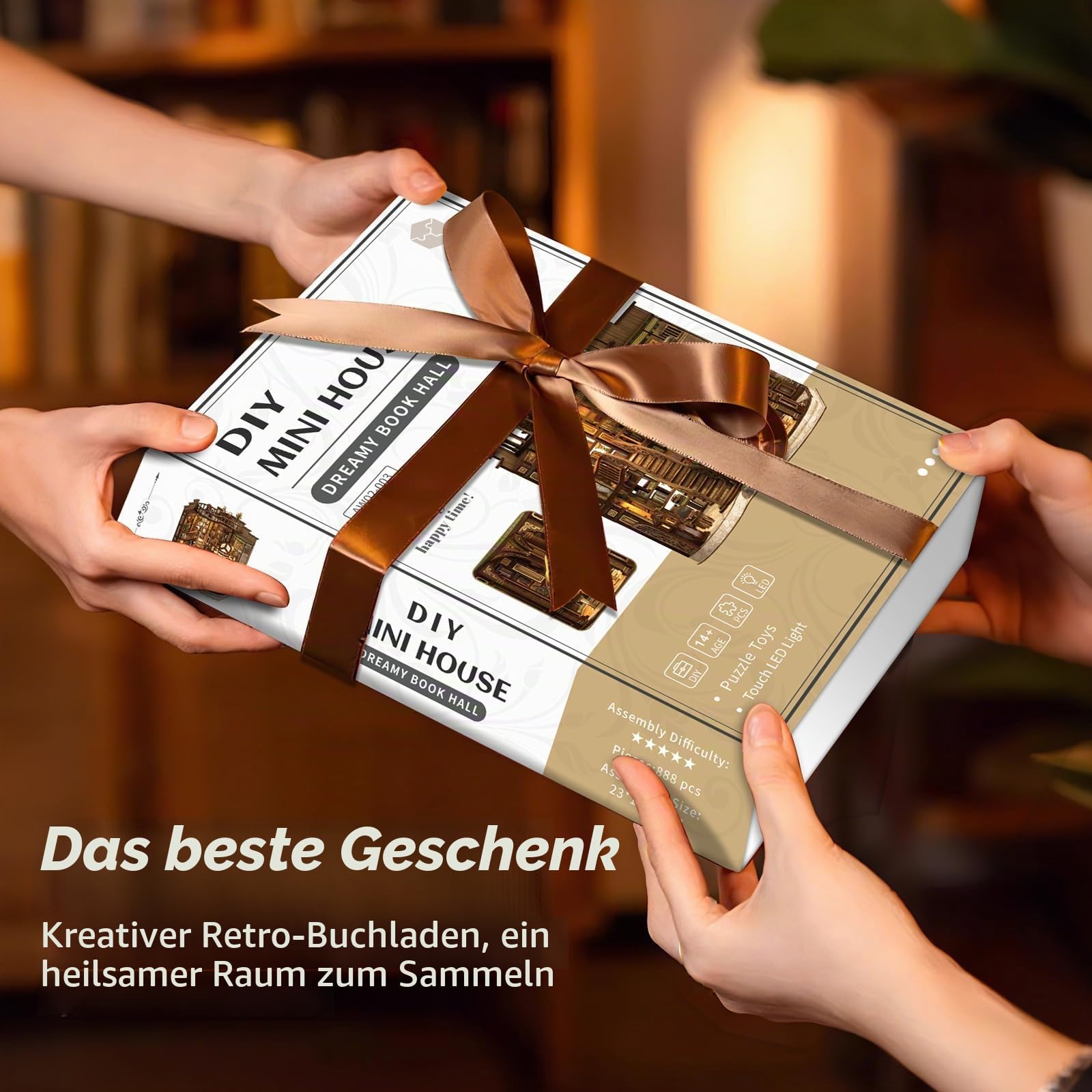 Book Nook Kit, DIY Miniatur Haus Puppenhaus Bausatz Bücherregal Deko für Jugendliche und Erwachsene（Die Unendliche Galerie）
