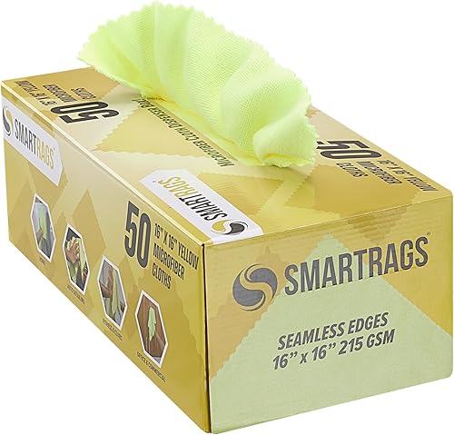 Arkwright Smart Rags in Box - Paquete de 50 trapos inteligentes sin pelusas, paño de limpieza de microfibra grande, sin arañazos ni rayas, toallas