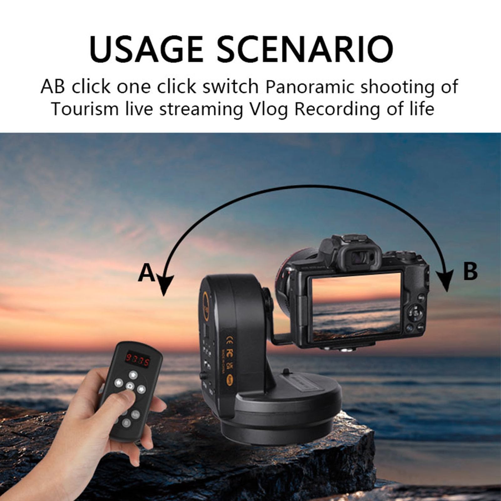 Cabezal de Trípode Motorizado, Cabezal Panorámico Panorámico Motorizado Inalámbrico de 2,4G para Teléfono Inteligente, Soporte de Cámara Motorizado con Carga de 1Kg