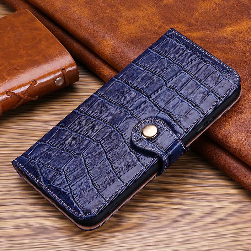 Étui portefeuille iPhone 13 bleu, la solution en cuir véritable contre l'usure