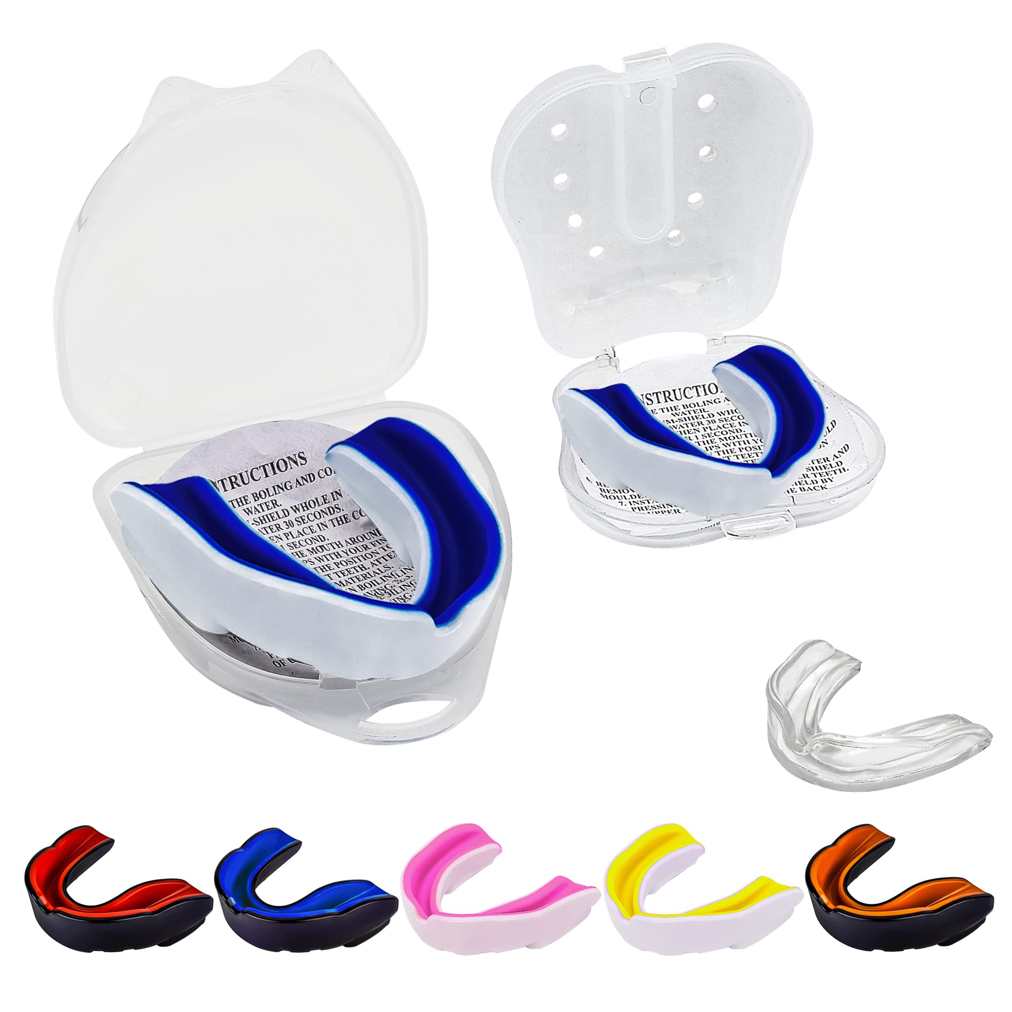 Zero-G Paradenti sportivi, confezione da 2, trasparenti, misura per adulti, adatti per uso dentale, per basket, calcio, baseball, hockey, lacrosse, digrignamento dei denti