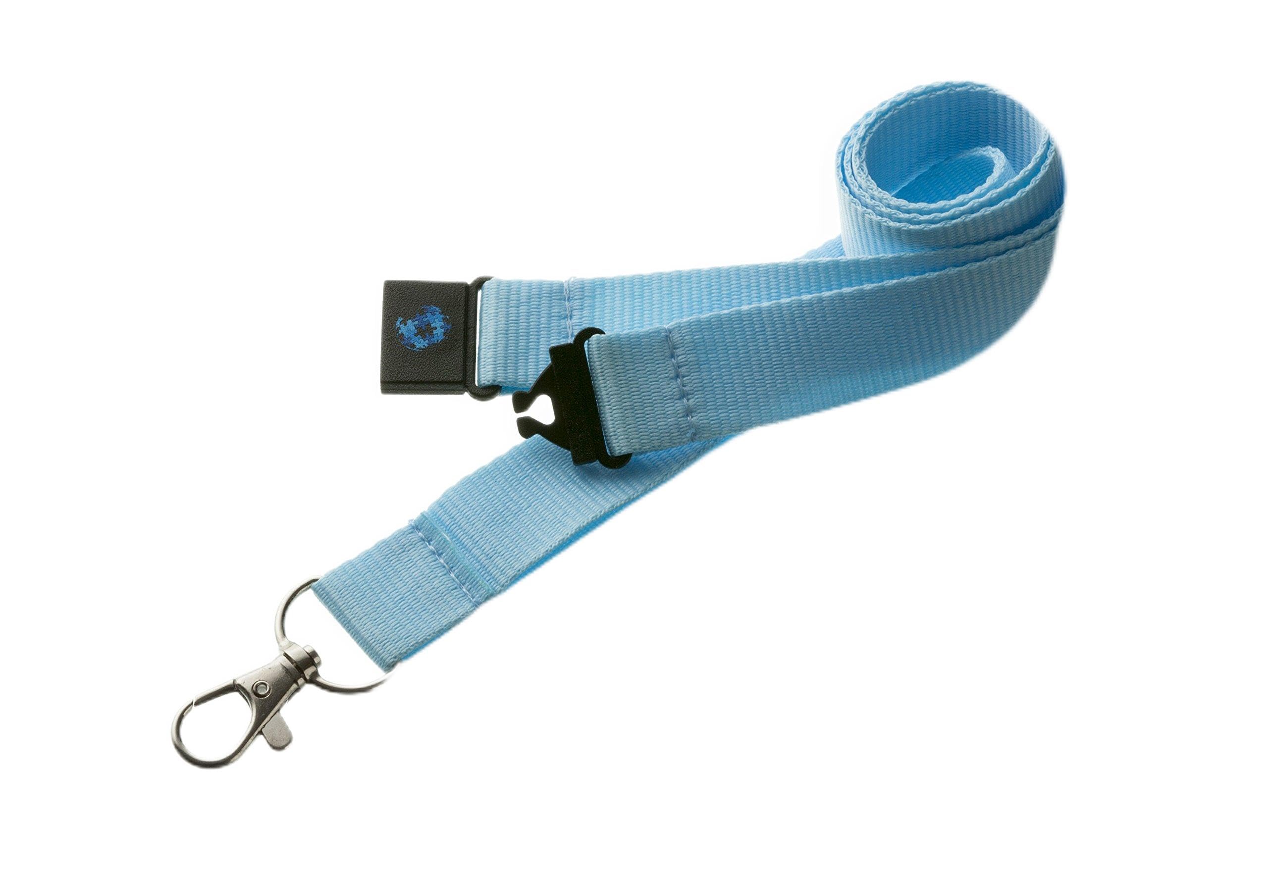 Pac Supplies Global Ltd 20mm Lanyard with Safety Break away and Metal clip - Light Blue