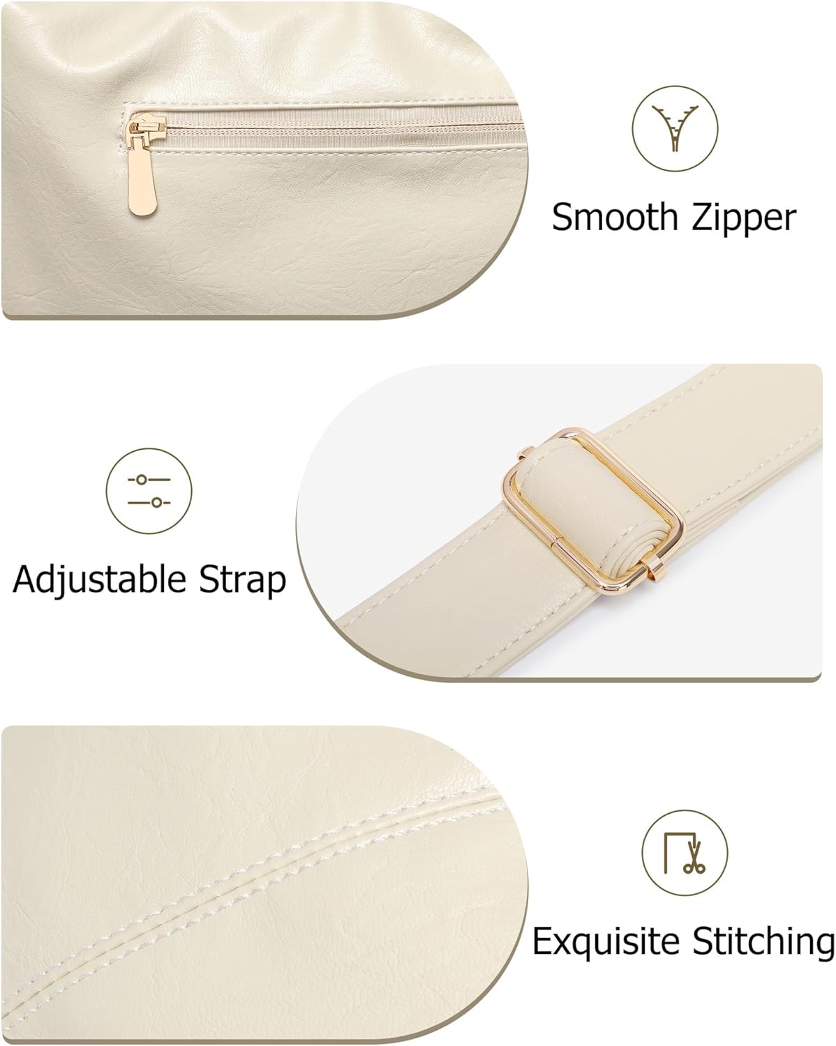 Hobo Bag for Women with Mini Purse Soft Vegan Leather Slouchy Shoulder Crossbody Handbag 2025 Fall Tote - Image 4