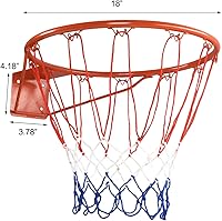 Vista 7 de GYMAX Llanta de baloncesto, repuesto de borde de baloncesto de 1518 pulgadas con red para todo tipo de clima, aro de baloncesto de repuesto