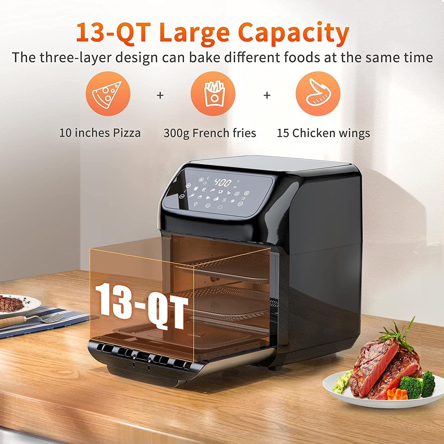 Air Oven 13 QT, Acezoe Air Fryer Oven, Convection Oven Air Fryers