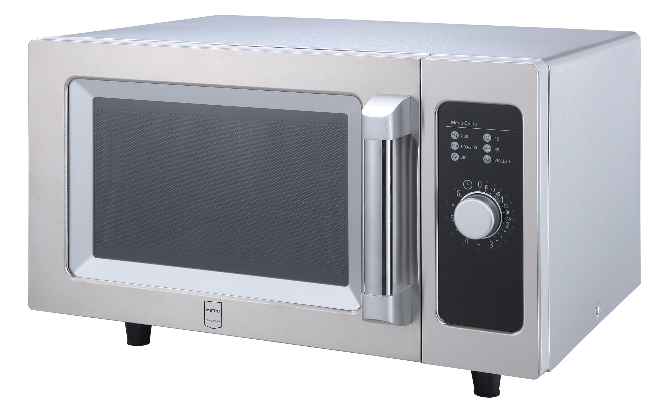 METRO Professional Four à Micro-ondes GMW1125-K, Acier Inoxydable, 51.1 x 43 x 31.1 cm, 1000 W, 25 L, Commande mécanique, Minuterie à Bouton Rotatif, Argenté