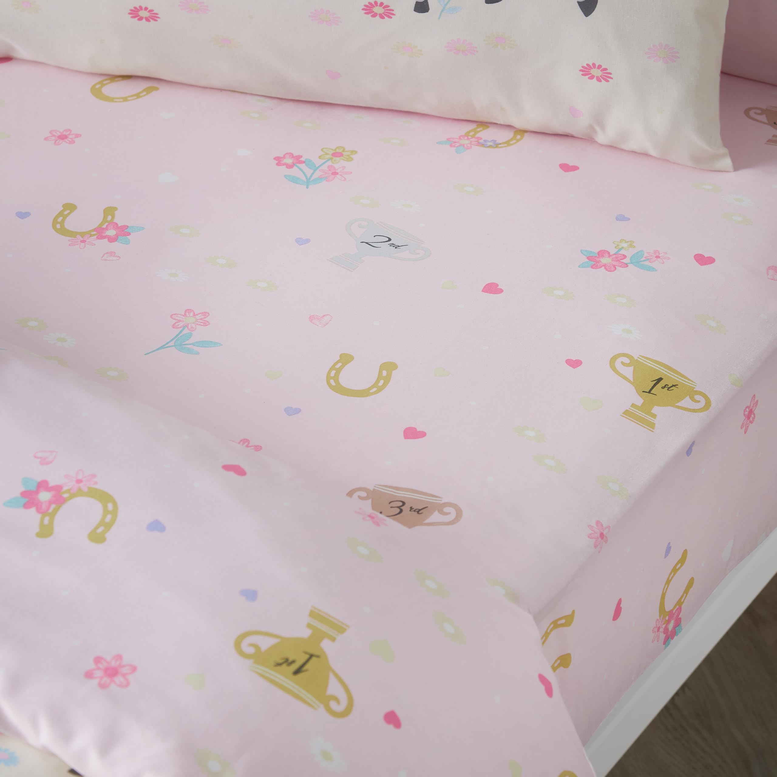 Catherine Lansfield Happy Horses Fitted Sheet Pink