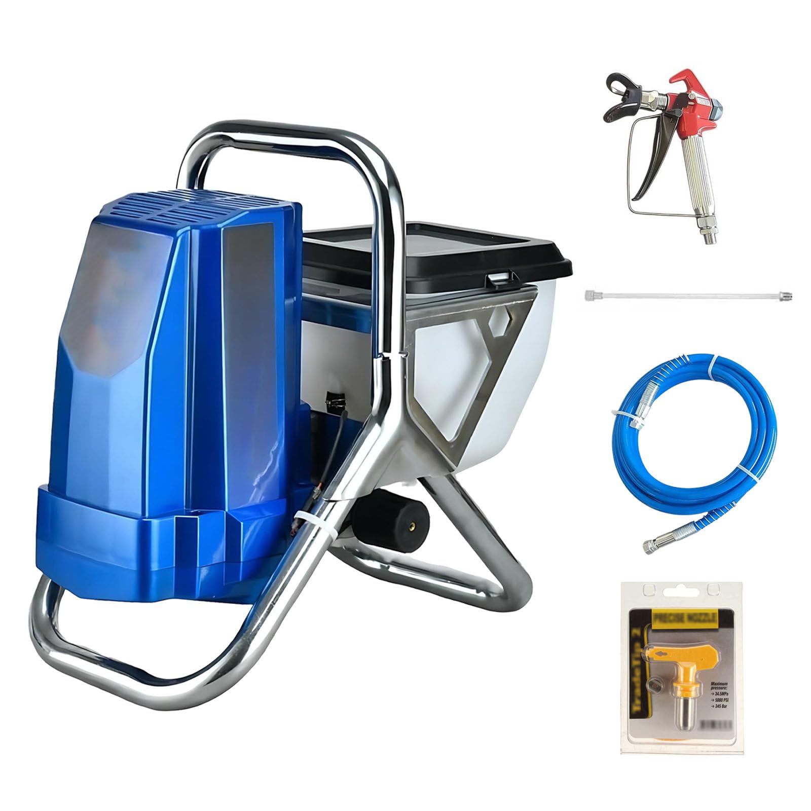Equipo Eléctrico Airless, 1800W con Alta presión y Embudo 6.5L, para el Pintor de Jardines aplicando Barnices en Vallas y pérgolas