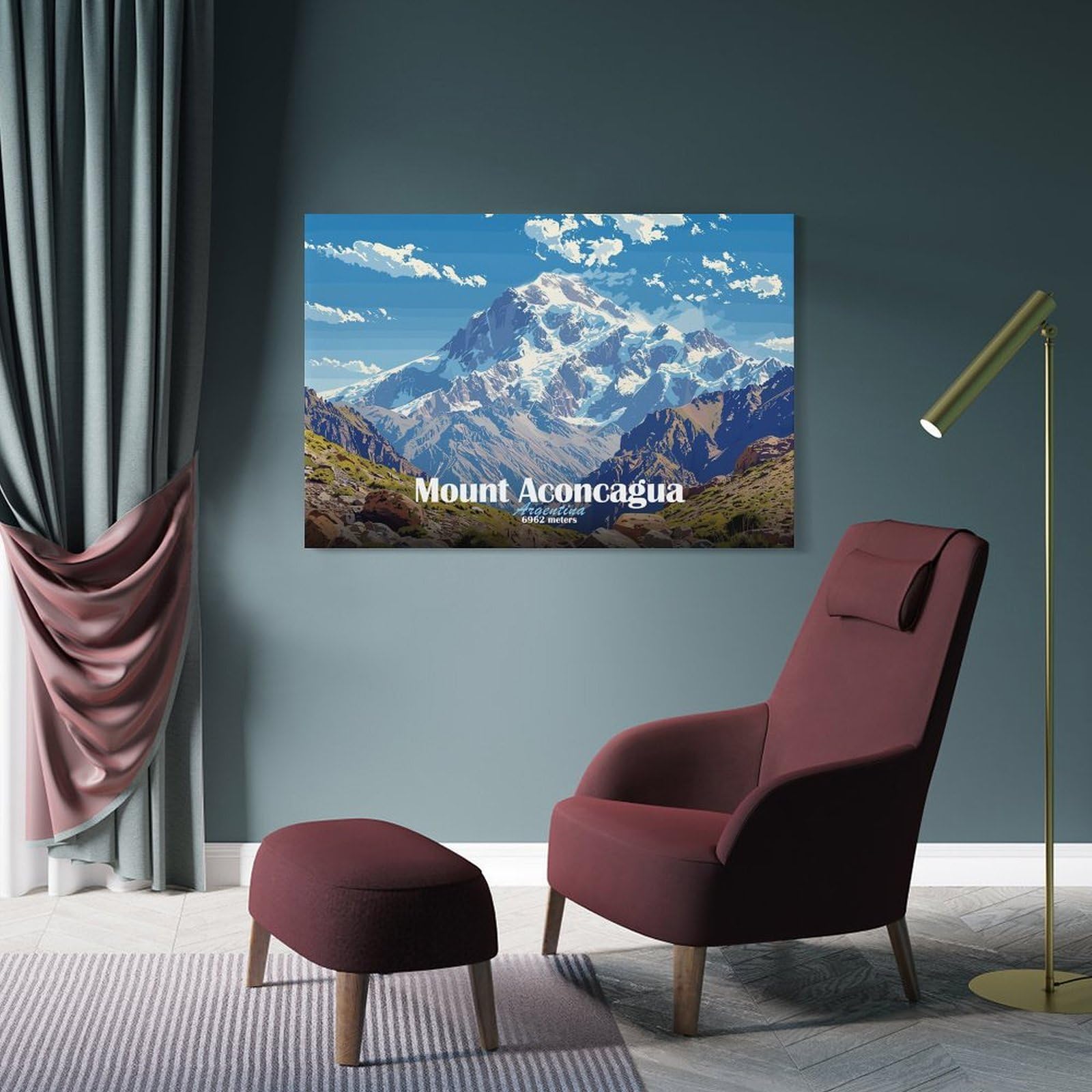 Junmoney Mount Aconcagua Decorative Wall Artwork 24x36inch(60x90cm), for Entrance Spaces, Stair Walls Or Halls, A Stylish Accent for Home Entrances