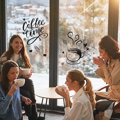 Miniatura 4 de OLYCRAFT Calcomanías de pared de PVC para taza de café, calcomanías artísticas, calcomanías para el hogar, murales para dormitorio, sala de estar,